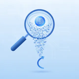 Illustration d'un moteur de recherche IA aspirant des publications de reseaux sociaux pour en faire une reponse