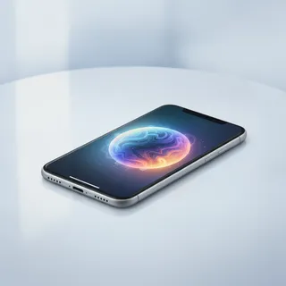 Un iPhone affichant une sphere lumineuse facon assistant Siri, symbole d'iOS 27