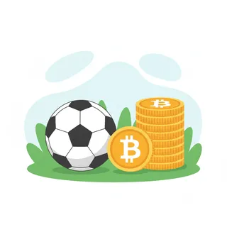 Ballon de football et pile de pieces Bitcoin