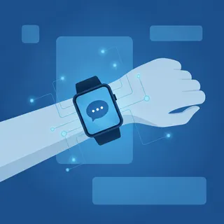 Montre connectee affichant une bulle de message au poignet