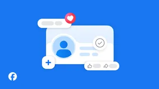 Illustration officielle Meta pour Facebook Verified : un profil Facebook orne d'une coche de certification, avec le logo Facebook