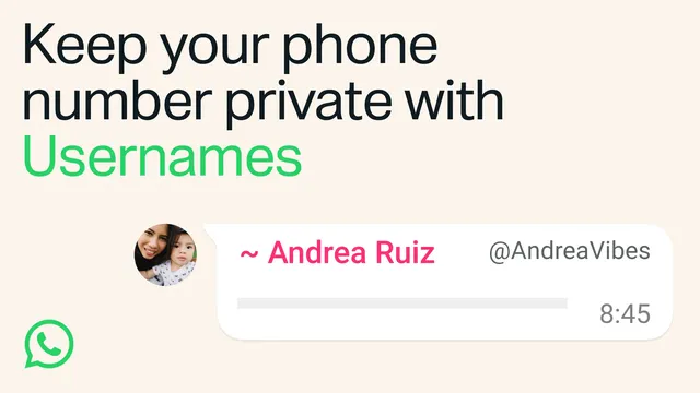 Visuel officiel WhatsApp présentant la fonctionnalité de nom d'utilisateur