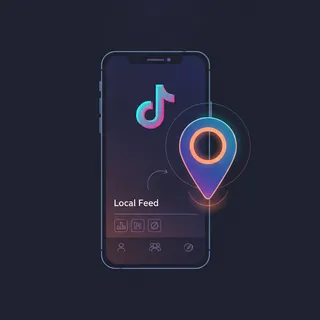 Smartphone TikTok avec un marqueur de localisation pour le fil a proximite
