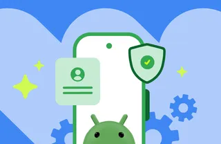 Illustration officielle Android : vérification d'identité des développeurs, avec un smartphone, une carte d'identité et un bouclier de sécurité vérifié