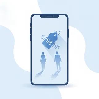 Illustration d'un smartphone affichant une étiquette de prix qui change selon l'acheteur