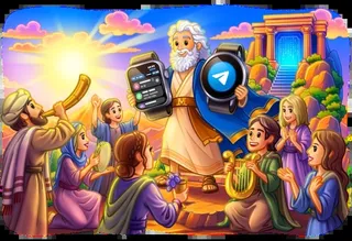 Illustration officielle Telegram montrant l'application sur montre connectée et smartphone