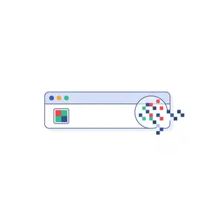 Onglet de navigateur avec un favicon composé de pixels colorés stockant des données
