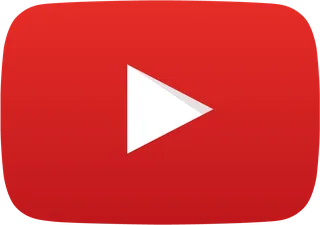 Le logo de YouTube, bouton de lecture rouge et blanc