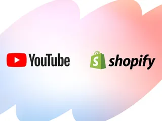 Logos YouTube et Shopify sur le visuel officiel du programme YouTube Shopping