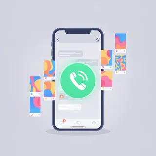 Smartphone affichant une messagerie avec un appel en cours par-dessus un flux de vidéos courtes verticales