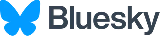 Logo officiel de Bluesky avec son papillon bleu et le mot-symbole Bluesky