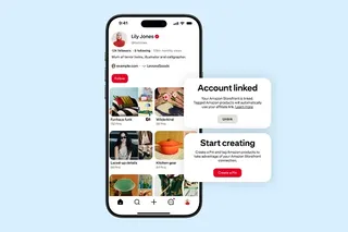 Visuel officiel de l'annonce Pinterest présentant l'intégration des boutiques Amazon Storefront pour les créateurs