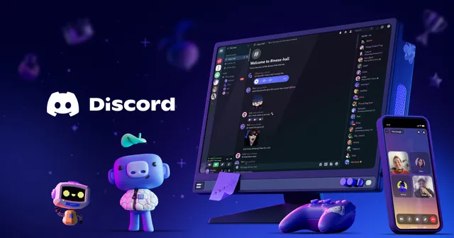 Logo et interface de Discord sur ordinateur et smartphone
