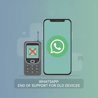 Logo WhatsApp sur smartphone et vieux telephone barre d'une croix rouge