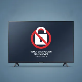 TV Samsung affichant un cadenas et un symbole de blocage a distance