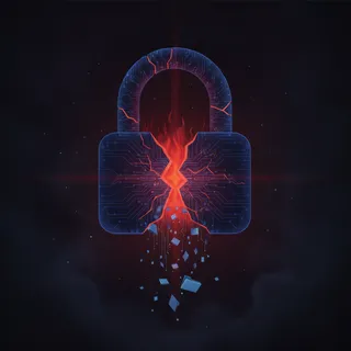 Un cadenas numerique fissure laissant fuir des donnees, illustration sur une cyberattaque et un vol de donnees