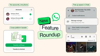 Visuel officiel WhatsApp présentant la gestion de deux comptes sur un même téléphone