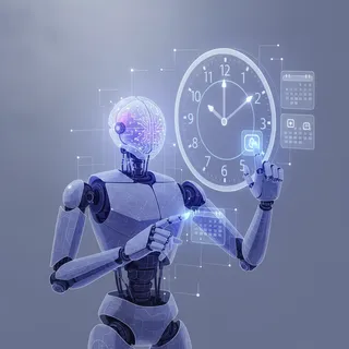 Assistant IA gérant des tâches programmées, illustration
