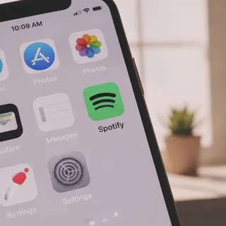 Icône de l'application Spotify sur l'écran d'accueil d'un iPhone