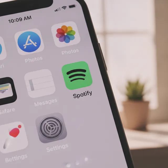 Icône de l'application Spotify sur l'écran d'accueil d'un iPhone