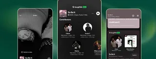 Trois ecrans de l'application Spotify montrant la fonction SongDNA avec les contributeurs, samples et reprises d'un morceau