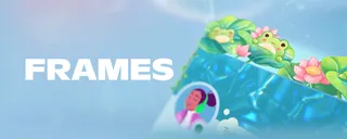 Un cadre de profil Discord au thème grenouilles avec le mot Frames