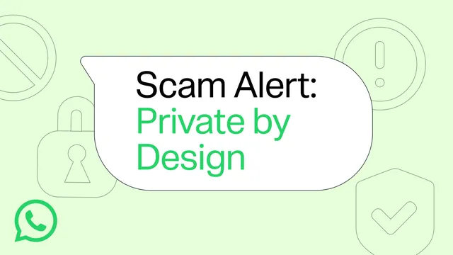 Visuel officiel WhatsApp Scam Alert avec logo WhatsApp, cadenas et bouclier
